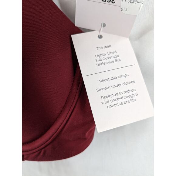 Auden Icon T Shirt Bra 36B Red Full Coverage Underwire Lightly Lined Molded Cups - Picture 3 of 13